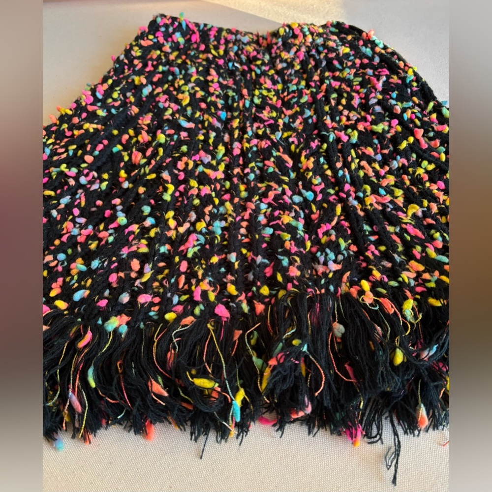 Betsey Johnson Black with Colorful Accents Poncho/ Size: L/XL / 12-14 - Picture 3 of 5